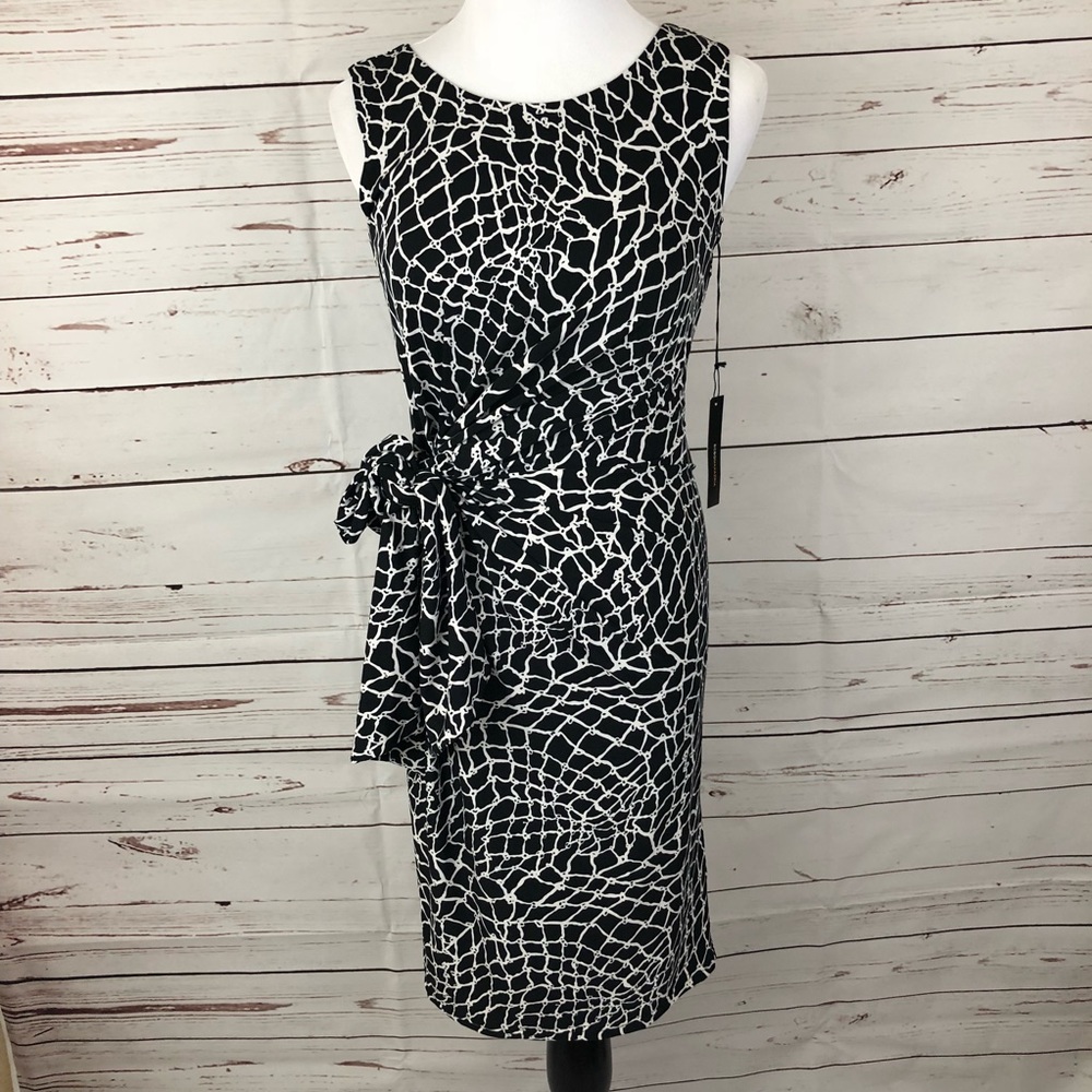 NWT BCBG Maxazria Tie Black and White Dress Career